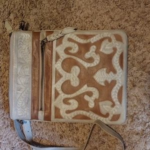 Labrado Leather hand tooled crossbody handbag from Paraguay